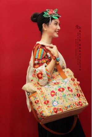 batik amarillis's double dare tote bag