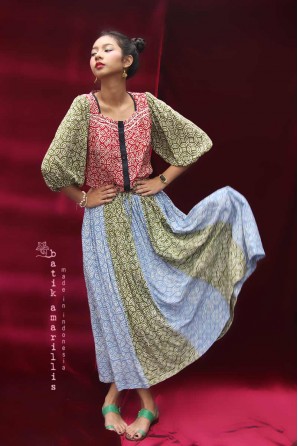 batik amarillis rainbow crackers skirt