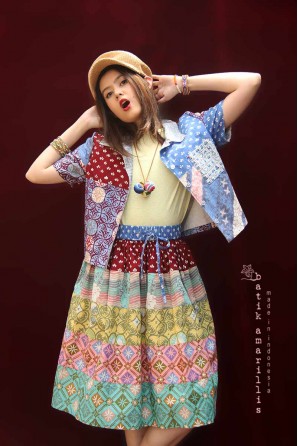 batik amarillis rainbow cake skirt