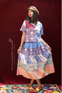 batik amarillis rainbow cake skirt