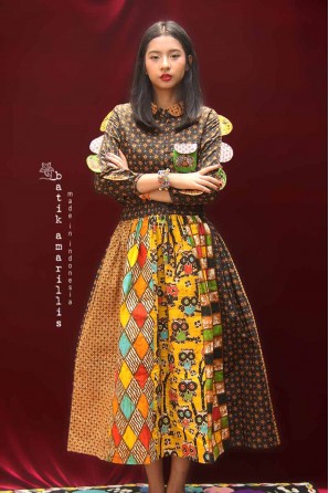 batik amarillis rainbow crackers skirt-PO